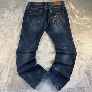 Buckaroo Jeans Mens 34x32 Blue Distressed Denim Straight Fit Faded